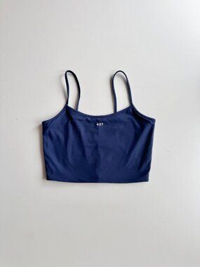 437 Navy Cloud Cropped Square Neck Cami Tank Top, Size M